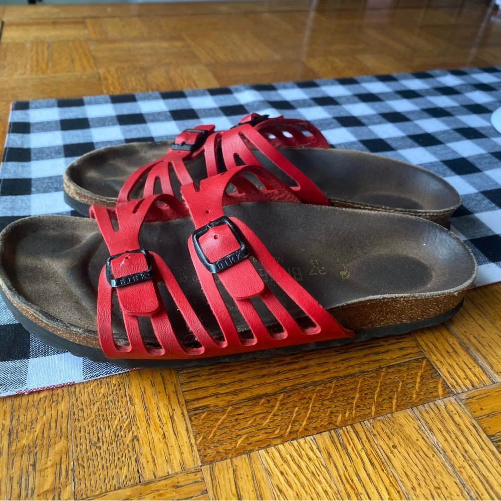 Birkenstock Red Betula Mayari Arizona Granada Slide Sandal Ladies Size 37